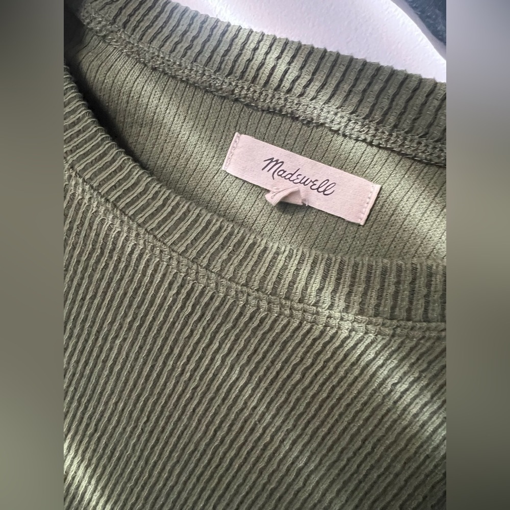 Madewell knit asymmetrical long sleeve green top xs - Picture 3 of 4
